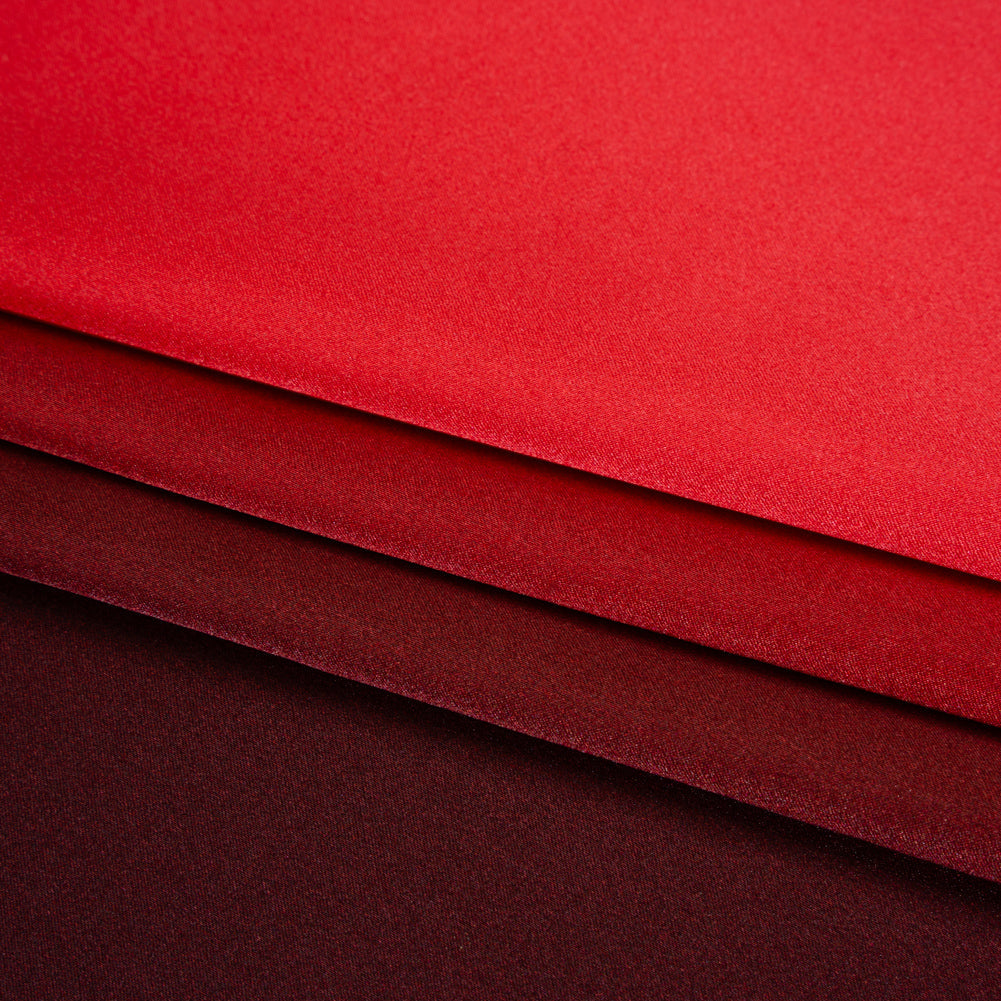 Silk Charmeuse Print 16MM, Made in Italy - Burgundy, Red and Pink Ombre