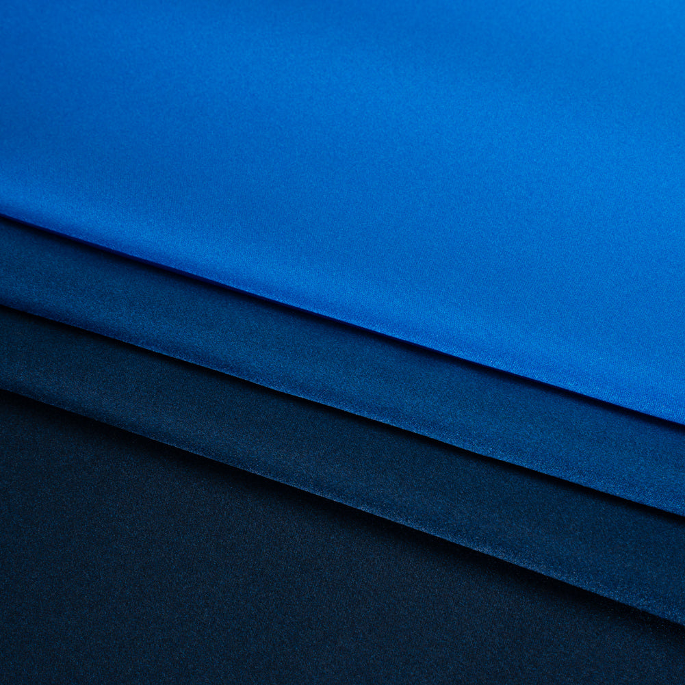 Silk Charmeuse Print 16MM, Made in Italy - Sky Blue, Bright Blue and Navy Ombre