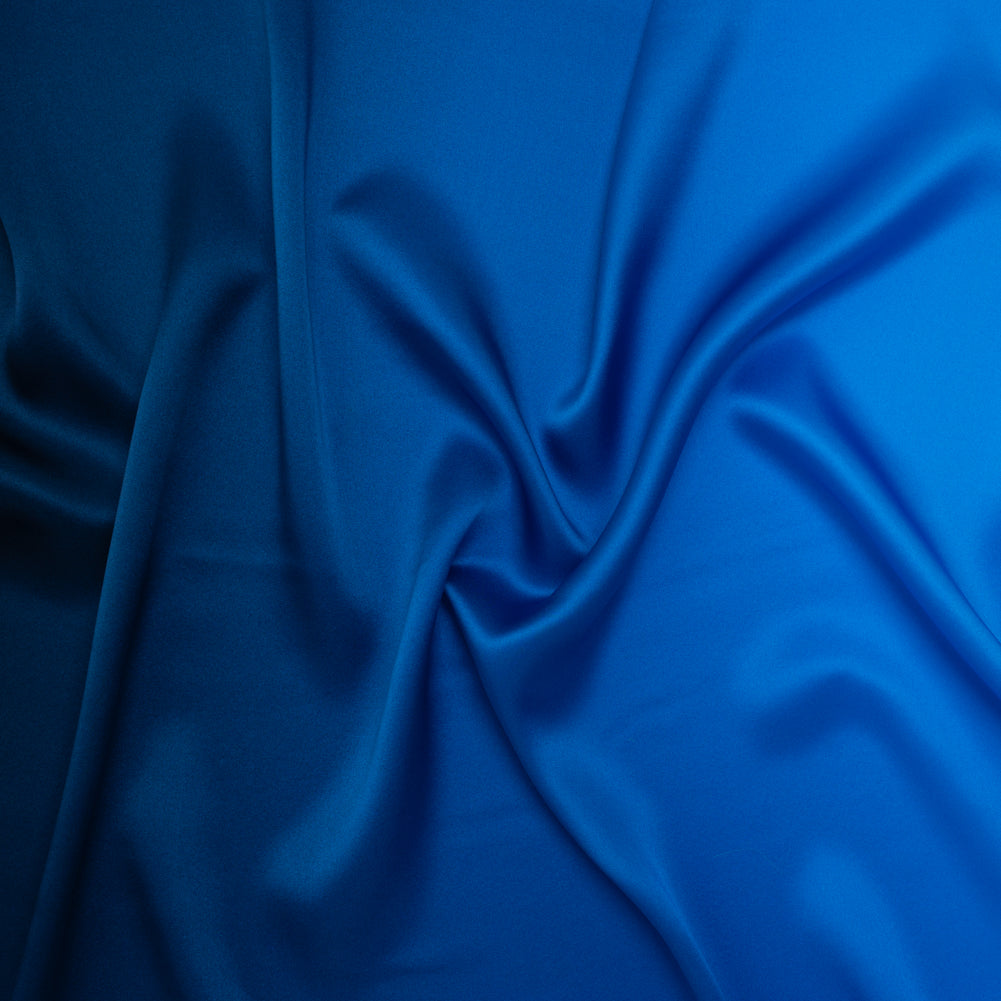 Silk Charmeuse Print 16MM, Made in Italy - Sky Blue, Bright Blue and Navy Ombre