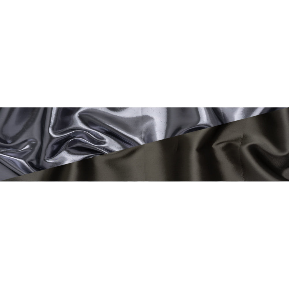 Double Faced Lame Mikado - Gunmetal - Sara Collection