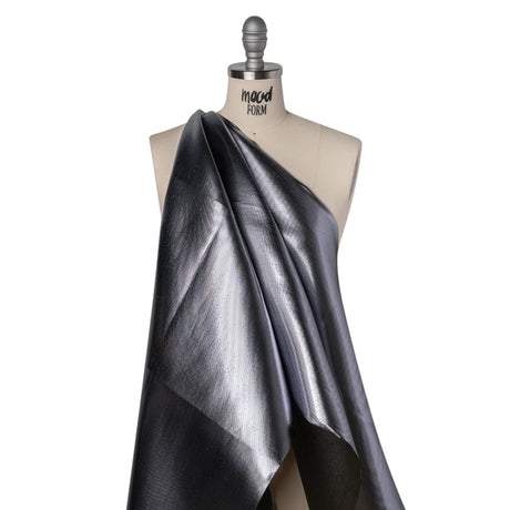 Double Faced Lame Mikado - Gunmetal - Sara Collection