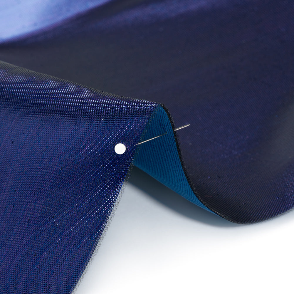 Double Faced Lame Mikado - Dark Teal and Navy - Sara Collection