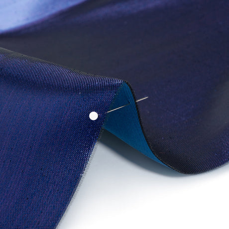 Double Faced Lame Mikado - Dark Teal and Navy - Sara Collection