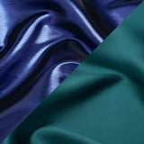 Double Faced Lame Mikado - Dark Teal and Navy - Sara Collection