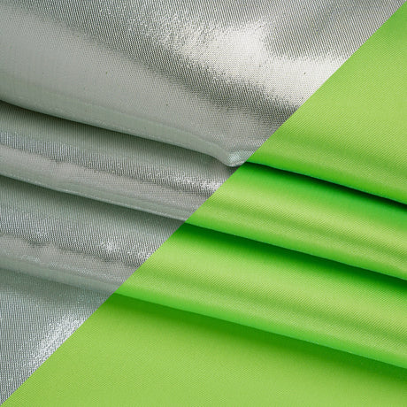 Double Faced Lame Mikado - Neon Green and Silver - Sara Collection