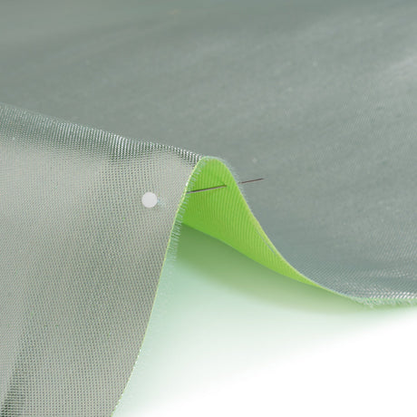 Double Faced Lame Mikado - Neon Green and Silver - Sara Collection