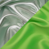 Double Faced Lame Mikado - Neon Green and Silver - Sara Collection