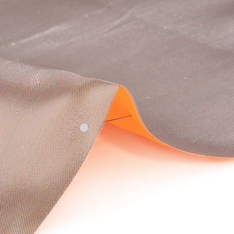 Double Faced Lame Mikado - Neon Orange and Silver - Sara Collection
