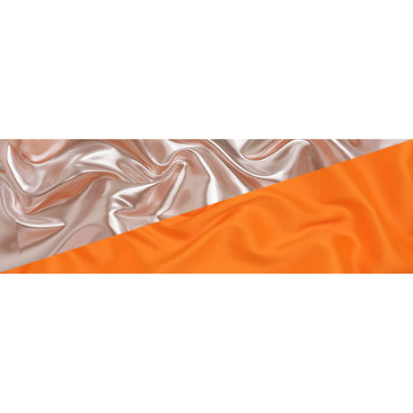 Double Faced Lame Mikado - Neon Orange and Silver - Sara Collection
