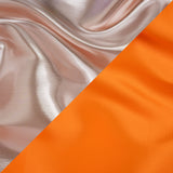 Double Faced Lame Mikado - Neon Orange and Silver - Sara Collection