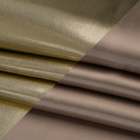 Double Faced Lame Mikado - Taupe and Gold - Sara Collection