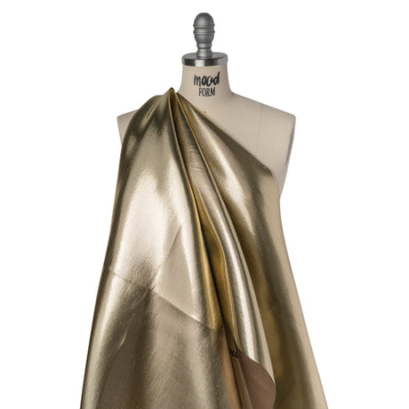 Double Faced Lame Mikado - Taupe and Gold - Sara Collection