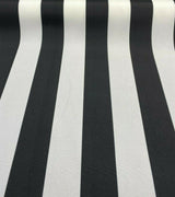 Luxury Stripe Solarium Polyester Fabric - Black And White Vertical Stripes, 54" Width (1 Yard)