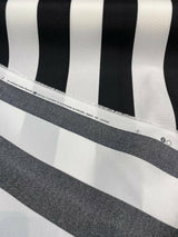 Luxury Stripe Solarium Polyester Fabric - Black And White Vertical Stripes, 54" Width (1 Yard)