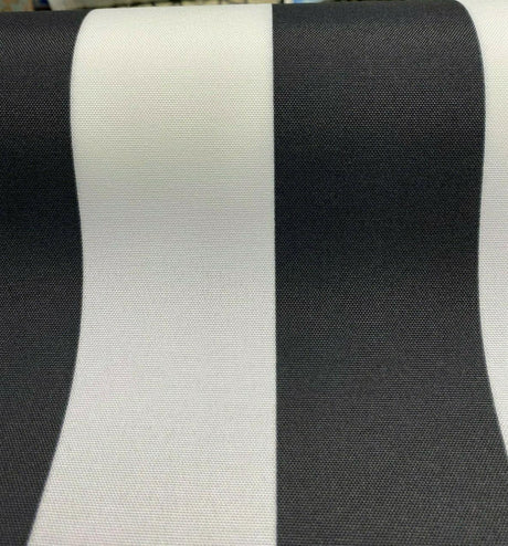 Luxury Stripe Solarium Polyester Fabric - Black And White Vertical Stripes, 54" Width (1 Yard)