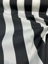 Luxury Stripe Solarium Polyester Fabric - Black And White Vertical Stripes, 54" Width (1 Yard)