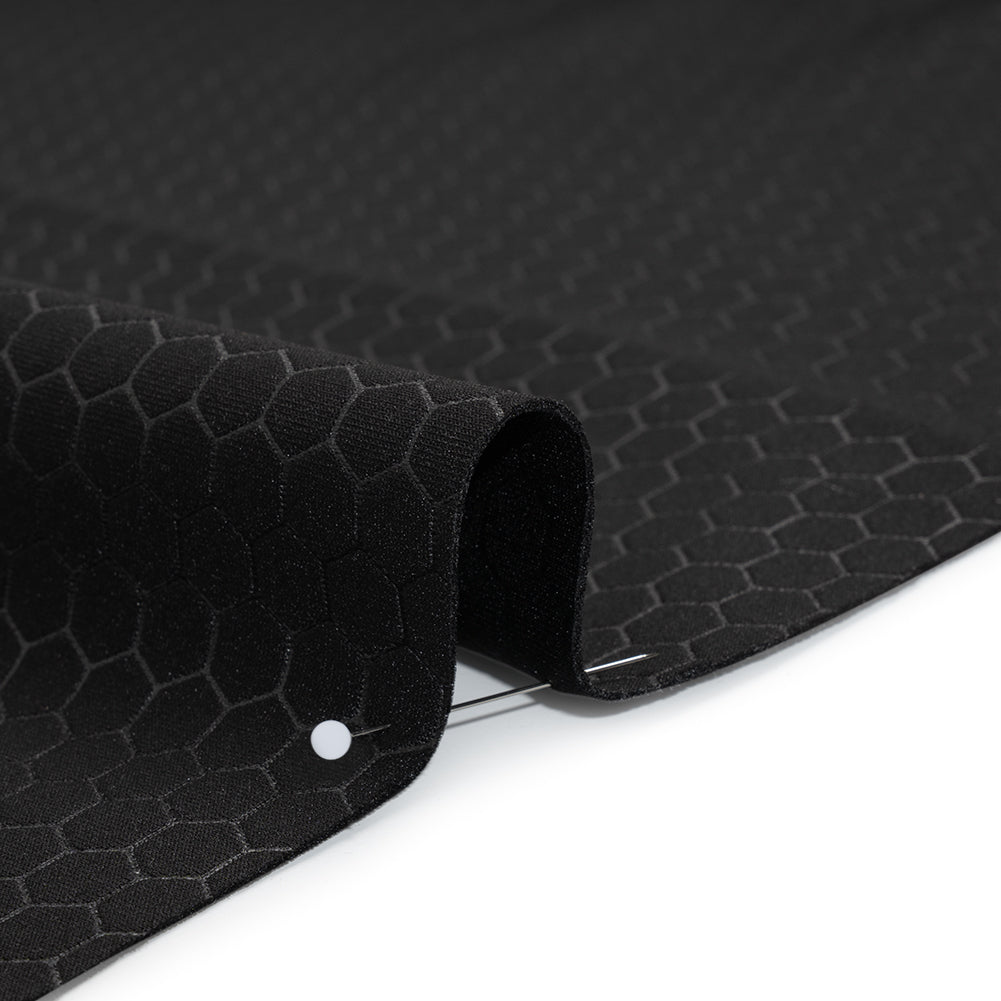 Yaya Han Stretch Scuba Knit - Black Hexagons - Cosplay Collection