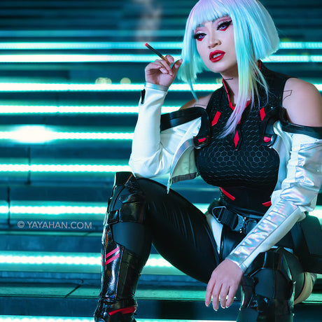 Yaya Han Stretch Scuba Knit - Black Hexagons - Cosplay Collection