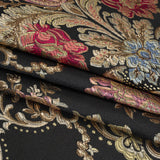 Yaya Han Metallic Polyester Brocade - Black, Red and Sage Green Floral Damask - Cosplay Collection