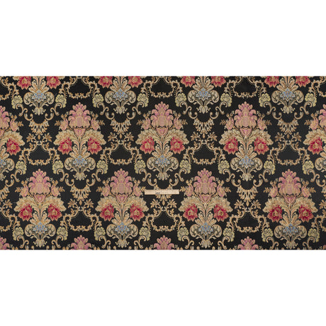 Yaya Han Metallic Polyester Brocade - Black, Red and Sage Green Floral Damask - Cosplay Collection