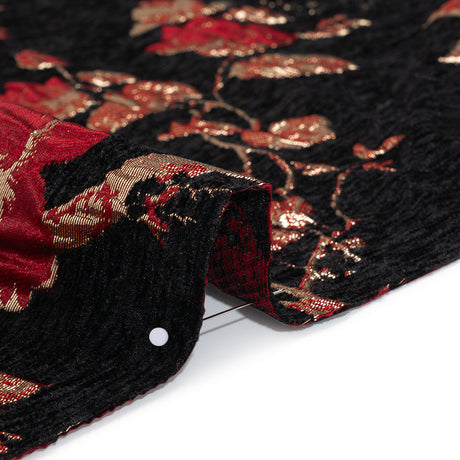 Yaya Han Metallic Chenille Brocade - Black, Red and Gold Floral - Cosplay Collection