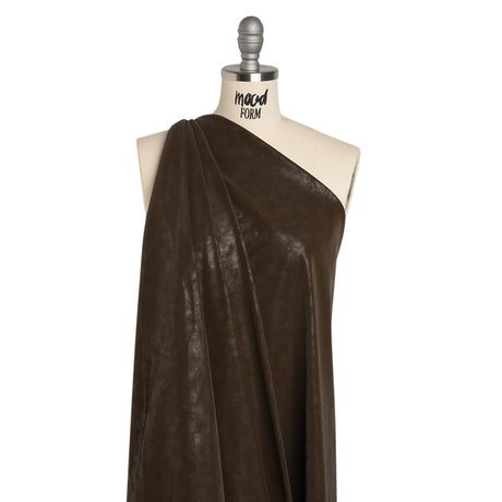 Yaya Han Soft Stretch Faux Leather/Pleather - Distressed Dark Brown with Brushed Backing - Cosplay Collection