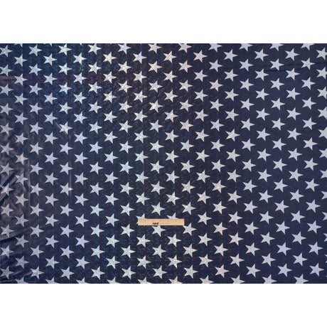 Yaya Han Stretch Spandex Polyester Jersey Print with Holographic Foiling - Navy and Silver Stars - Cosplay Collection
