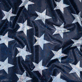 Yaya Han Stretch Spandex Polyester Jersey Print with Holographic Foiling - Navy and Silver Stars - Cosplay Collection