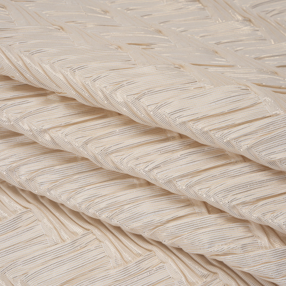 Yaya Han Puckered Novelty Woven - Cream and Gold Geometric Diagonal Stripes - Cosplay Collection