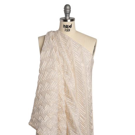 Yaya Han Puckered Novelty Woven - Cream and Gold Geometric Diagonal Stripes - Cosplay Collection