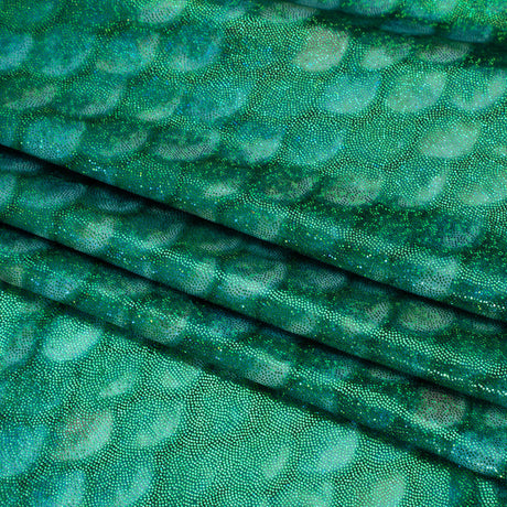 Yaya Han Metallic Foiled Stretch Spandex Polyester Jersey - Emerald Green Mermaid Scales and Tiny Dots - Cosplay Collection