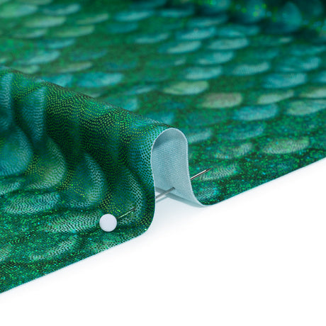 Yaya Han Metallic Foiled Stretch Spandex Polyester Jersey - Emerald Green Mermaid Scales and Tiny Dots - Cosplay Collection