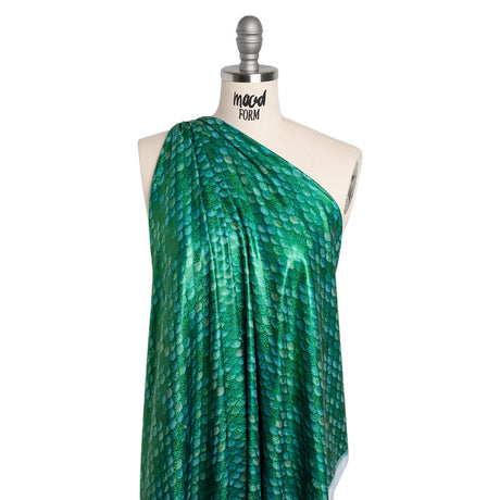Yaya Han Metallic Foiled Stretch Spandex Polyester Jersey - Emerald Green Mermaid Scales and Tiny Dots - Cosplay Collection