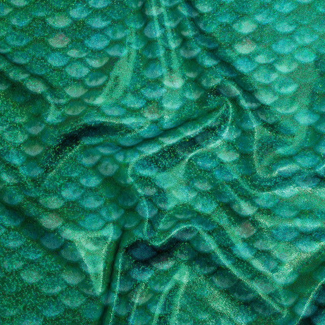 Yaya Han Metallic Foiled Stretch Spandex Polyester Jersey - Emerald Green Mermaid Scales and Tiny Dots - Cosplay Collection