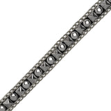 Yaya Han Iron-On Studs and Chains Trim - London Punk Silver and Black Circles and Squares, 0.75" - Cosplay Collection