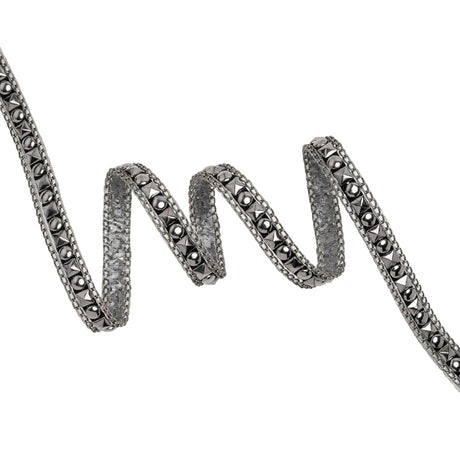 Yaya Han Iron-On Studs and Chains Trim - London Punk Silver and Black Circles and Squares, 0.75" - Cosplay Collection