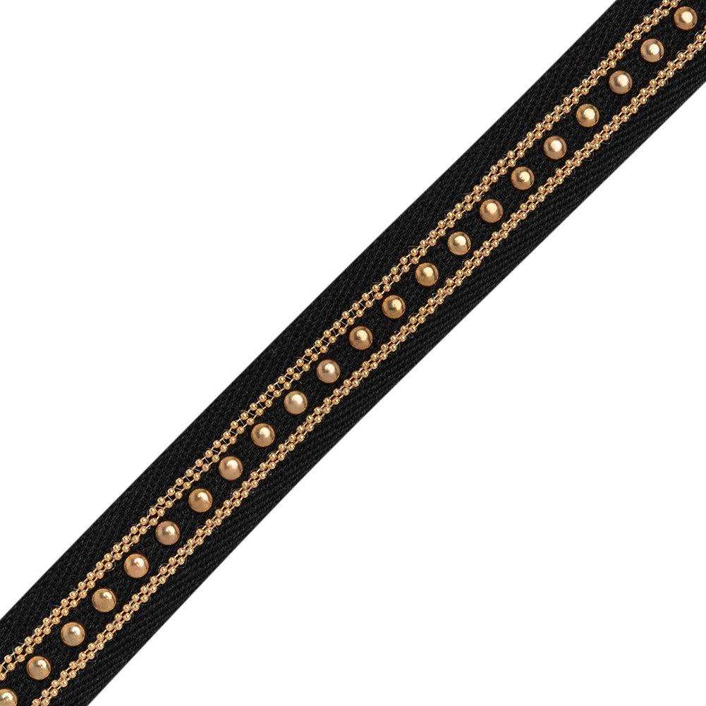 Yaya Han Twill Tape with Studs and Chains - Gothic Gold and Black, 0.75" - Cosplay Collection