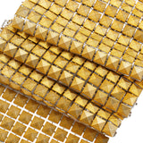 Yaya Han Textured Square Pyramid Studded Chainmail Trim - Yellow Gold, 4" - Cosplay Collection