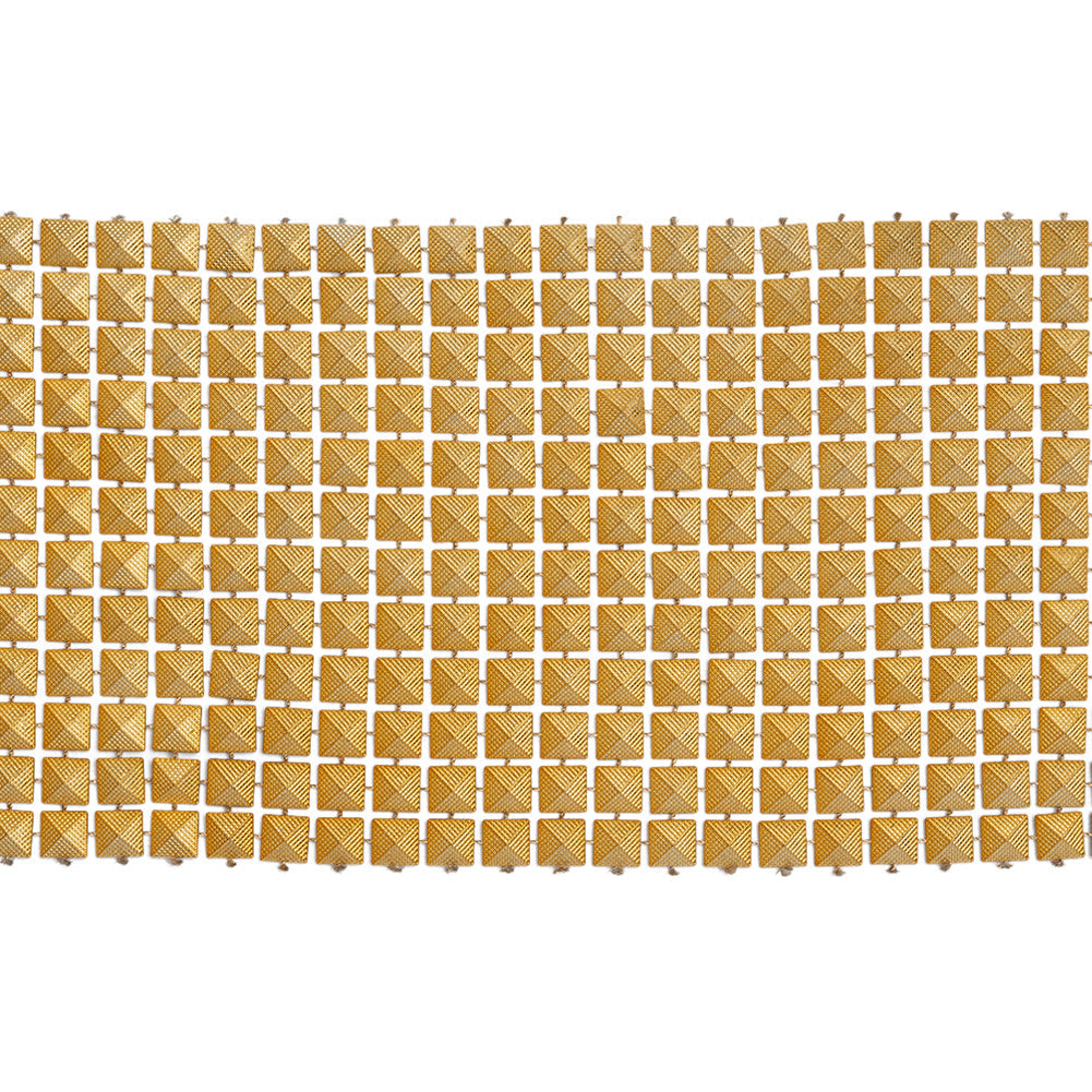 Yaya Han Textured Square Pyramid Studded Chainmail Trim - Yellow Gold, 4" - Cosplay Collection