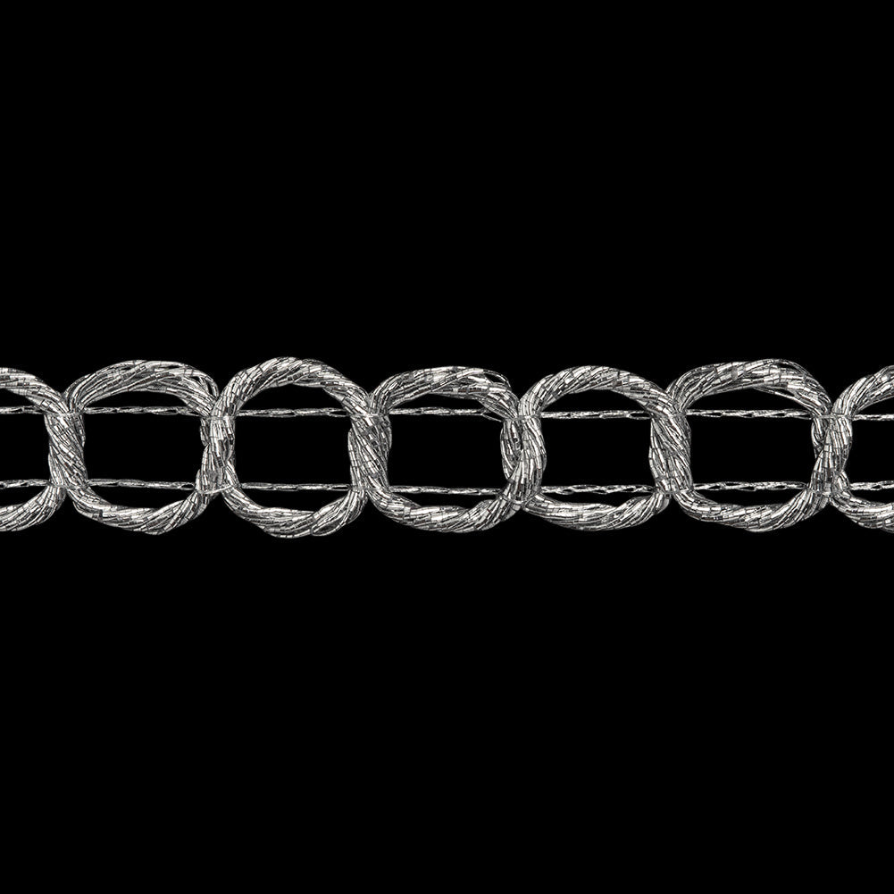 Yaya Han Metallic Wrapped Cord Chain Links Trim - Valkyrie Silver, 0.75" - Cosplay Collection