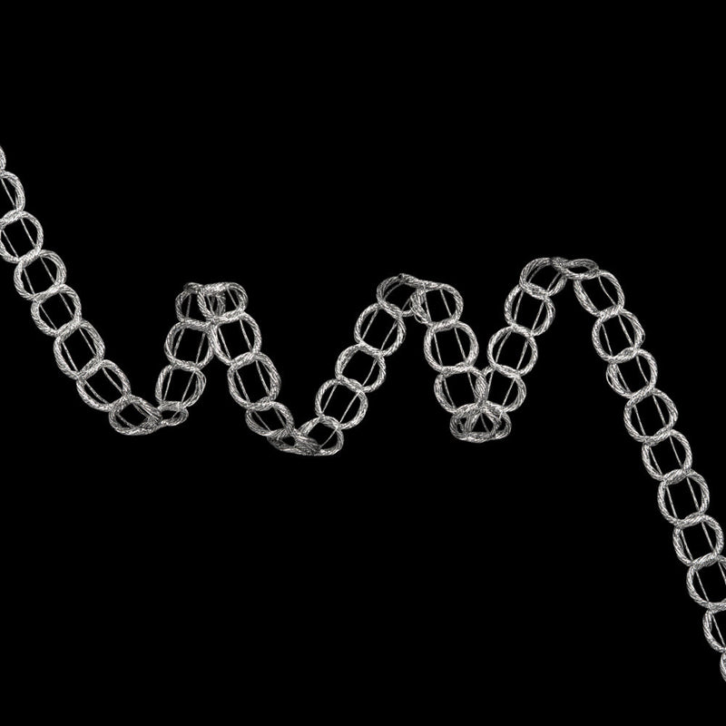 Yaya Han Metallic Wrapped Cord Chain Links Trim - Valkyrie Silver, 0.75" - Cosplay Collection