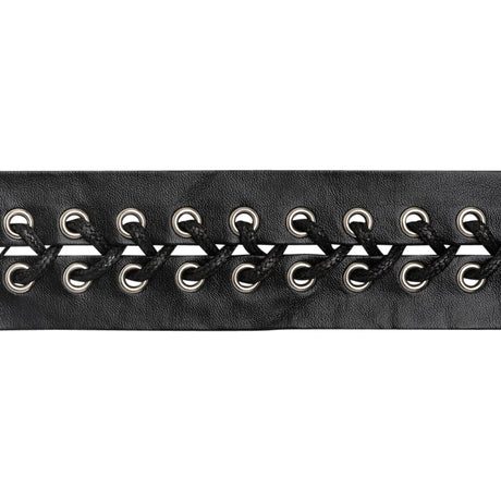 Yaya Han Faux Leather Corset Lacing Trim - Black and Silver, 1.63" - Cosplay Collection