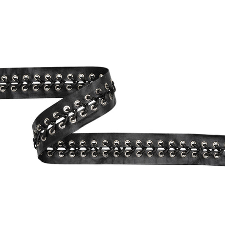 Yaya Han Faux Leather Corset Lacing Trim - Black and Silver, 1.63" - Cosplay Collection