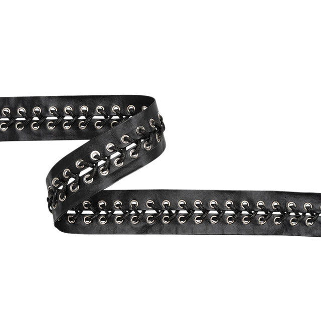 Yaya Han Faux Leather Corset Lacing Trim - Black and Silver, 1.63" - Cosplay Collection
