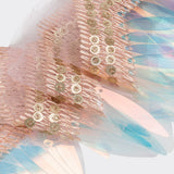 Yaya Han Iridescent Sequin Fringe on Zig Zag Braided Trim - Tango Blue, Gold and Baby Pink, 3" - Cosplay Collection