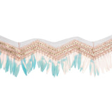 Yaya Han Iridescent Sequin Fringe on Zig Zag Braided Trim - Tango Blue, Gold and Baby Pink, 3" - Cosplay Collection