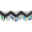 Yaya Han Iridescent Sequin Fringe on Zig Zag Braided Trim - Tango Black, Gold and Oil Slick, 3" - Cosplay Collection