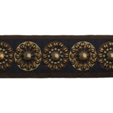 Yaya Han Beaded Jacquard Ribbon Trim - Nairobi Black, Brown and Antique Gold Circles, 1.875" - Cosplay Collection