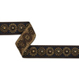Yaya Han Beaded Jacquard Ribbon Trim - Nairobi Black, Brown and Antique Gold Circles, 1.875" - Cosplay Collection