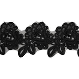 Yaya Han Corded Embroidered Lace Trim with Sequins and Beading - Black Fantasy Flowers, 3.5" - Cosplay Collection